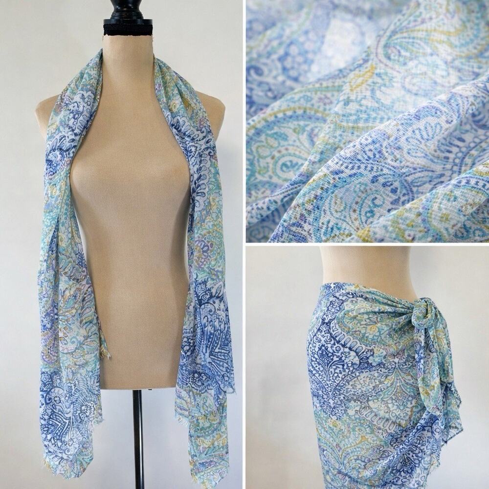 Natura Lightweight Sheer Scarf Boho Wrap Vibrant Colors Gauzy Woven Costal Prep